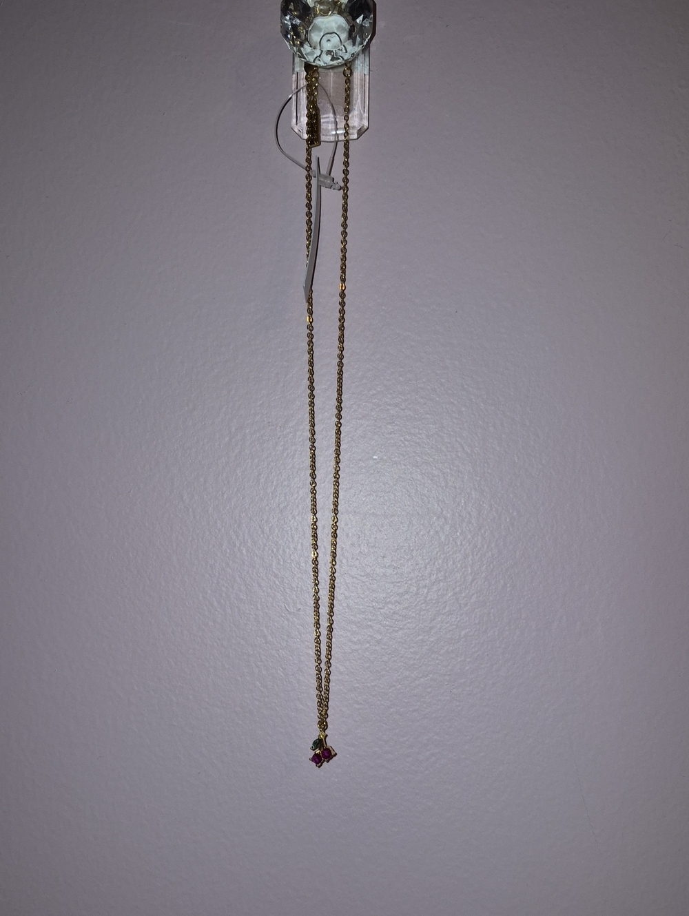 Gold Chain Necklace with Pink Gem Pendant - Pika & Bear